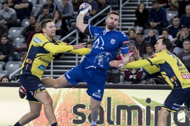 Zagreb, Hırvatistan - 29 Kasım 2017: Ehf Velux Şampiyonlar Ligi PPD Zagreb - Rhein-Neckar Lowen. Matej Hrstic (44)