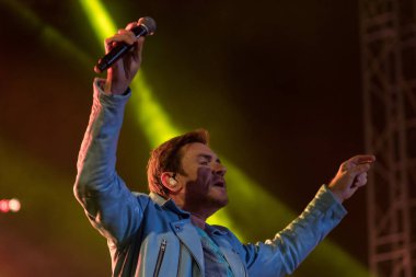 ZAGREB, CROATIA - AUGUST 29, 2017:Duran Duran Paper gods on tour 2017 at Salata Zagreb. Simon Le Bon singer of the band Duran Duran on stag