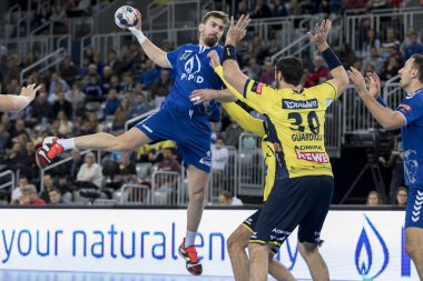 Zagreb, Hırvatistan - 29 Kasım 2017: Ehf Velux Şampiyonlar Ligi PPD Zagreb - Rhein-Neckar Lowen. Matej Hrstic (44)