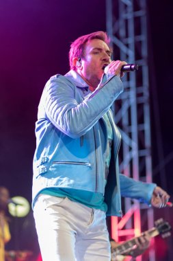 ZAGREB, CROATIA - AUGUST 29, 2017:Duran Duran Paper gods on tour 2017 at Salata Zagreb. Simon Le Bon singer of the band Duran Duran on stag