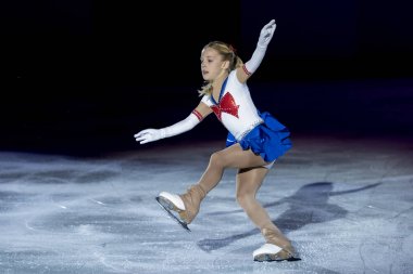 Zagreb, Hırvatistan - 09 Aralık 2017: Zagreb 'de artistik patinaj yarışması Golden Spin 2017 galası. Klara Cusak Kro