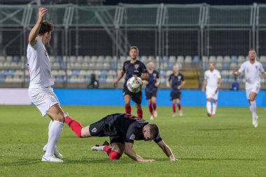 Rijeka, Hırvatistan - 12 Ekim 2018: Uefa Uluslar Ligi maçı Hırvatistan - İngiltere. Eylem Ante Rebic (18)