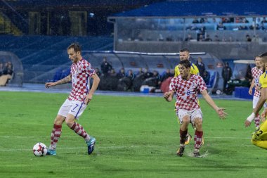 ZAGREB, CROATIA - SEPTEMBER 02, 2017: European qualifier for 2018 FIFA World CUp Russia. Croatia vs Kosovo. Ivan RAKITIC (7) with the ball