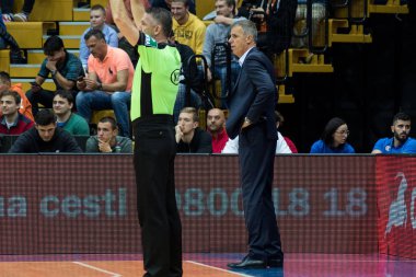 ZAGREB, CROATIA - OCTOBER 15, 2017: ABA league KK Cibona Zagreb vs. KK Cedevita. Slobodan Subotic Coach of KK Cibon