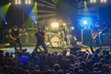 ZAGREB, CROATIA - DECEMBER 09, 2018: Hard Rock band Clutch performing in Tvornica Kulture (Culture Factory) in Zagreb, Croatia. Clutch performing on stage.