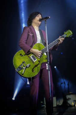 Zagreb, Hırvatistan - 30 Eylül 2018: İskoçyalı Texas grubu Dom Sportova 'da sahne aldı. Sharleen Spiteri sahnede.