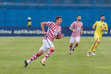 ZAGREB, CROATIA - SEPTEMBER 03, 2017: European qualifier for 2018 FIFA World Cup Russia. Croatia vs Kosovo. Mario MANDZUKIC (17) 