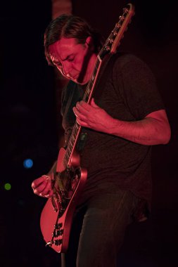 ZAGREB, CROATIA - DECEMBER 09, 2018: Hard Rock band Clutch performing in Tvornica Kulture (Culture Factory) in Zagreb, Croatia. Clutch performing on stage.