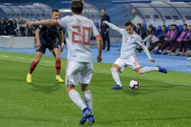 ZAGREB, CROATIA - NOVEMBER 15, 2018: UEFA Nations League football match Croatia vs. Spain. In action Rodrigo (9)
