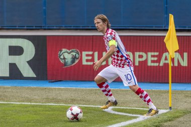 ZAGREB, CROATIA - SEPTEMBER 03, 2017: European qualifier for 2018 FIFA World Cup Russia. Croatia vs Kosovo. Luka MODRIC (10) in action