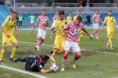 ZAGREB, CROATIA - SEPTEMBER 03, 2017: European qualifier for 2018 FIFA World CUp Russia. Croatia vs Kosovo. Andrej KRAMARIC (9)