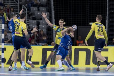 Zagreb, Hırvatistan - 29 Kasım 2017: Ehf Velux Şampiyonlar Ligi PPD Zagreb - Rhein-Neckar Lowen. Mario Vuglac (74)