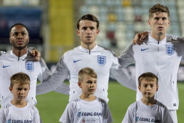 Rijeka, Hırvatistan - 12 Ekim 2018: Uefa Uluslar Ligi maçı Hırvatistan - İngiltere. İngiltere oyuncular kadro 