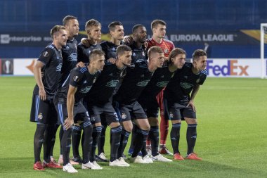 Zagreb, Hırvatistan - 20 Eylül 2018: Uefa Avrupa Ligi 2018 / 2019, Gnk Dinamo vs. Sk Fenerbahçe. Dinamo oyuncuları sıralanıyor