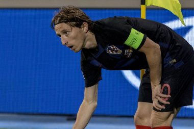 ZAGREB, CROATIA - NOVEMBER 15, 2018: UEFA Nations League football match Croatia vs. Spain. In action Luka Modric (10)