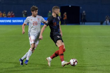 ZAGREB, CROATIA - NOVEMBER 15, 2018: UEFA Nations League football match Croatia vs. Spain. In action Ante Rebic (18)
