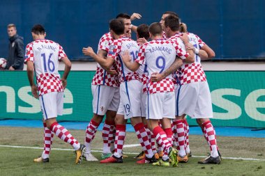 ZAGREB, CROATIA - SEPTEMBER 03, 2017: European qualifier for 2018 FIFA World CUp Russia. Croatia vs Kosovo. Domagoj VIDA (21) celebrating goal
