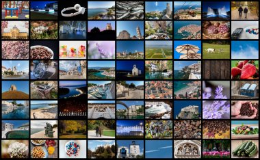 Lcd veya Led Tv'yi temsil eden birçok farklı fotoğraftan oluşan video duvar konsepti