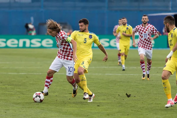 ZAGREB, CROATIA - SEPTEMBER 03, 2017: European qualifier for 2018 FIFA World CUp Russia. Croatia vs Kosovo. Luka MODRIC (10) dribbling with the ball