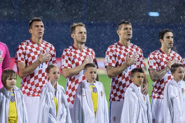 ZAGREB, CROATIA - SEPTEMBER 02, 2017: European qualifier for 2018 FIFA World CUp Russia. Croatia vs Kosovo. Croatian national team lineup 