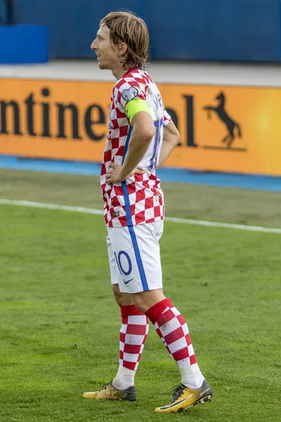 ZAGREB, CROATIA - SEPTEMBER 03, 2017: European qualifier for 2018 FIFA World Cup Russia. Croatia vs Kosovo. Luka MODRIC (10) 