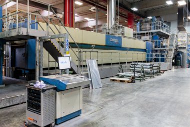 ZAGREB, CROATIA - DECEMBER 21, 2016: Printing press machine in printing house