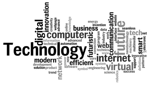 Technologie Wort Wolke Technologie Typografie Hintergrund — Stockfoto