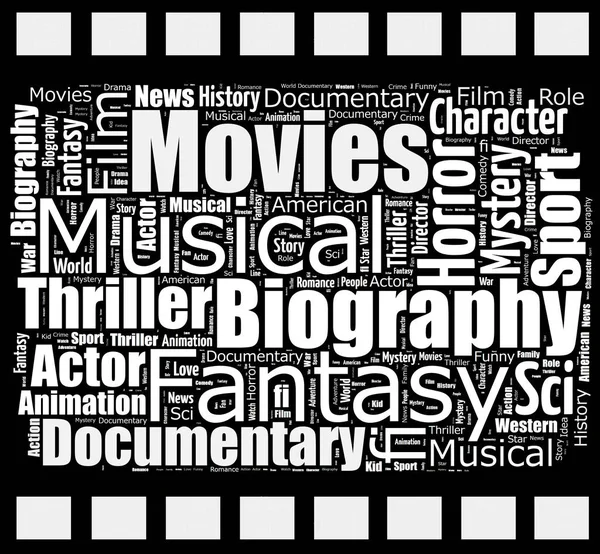 Films Word Cloud Films Typografie Achtergrond — Stockfoto