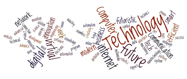 Technologie Word Cloud Technologie Typografie Achtergrond — Stockfoto