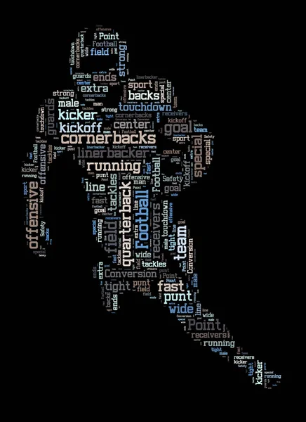 アメリカンフットボールワードクラウド サッカーのタイポグラフィの背景 — ストック写真