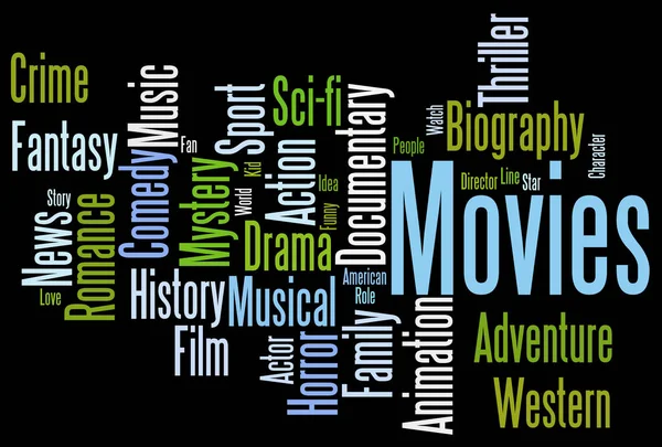 Films Word Cloud Films Typografie Achtergrond — Stockfoto