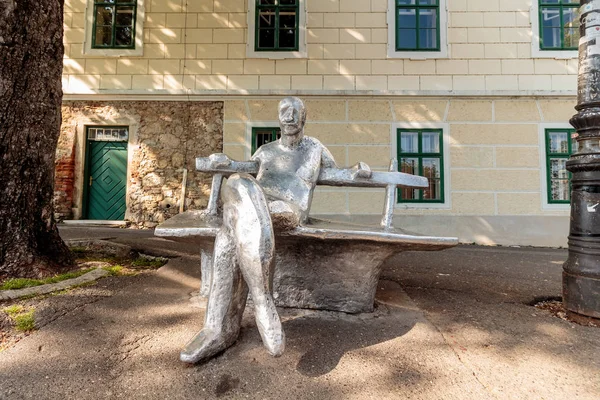 Zagreb Kroatien Mai 2016 Strossmayer Promenade Mit Metallstatue Von Antun — Stockfoto