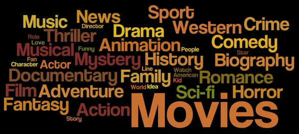 Films Word Cloud Films Typografie Achtergrond — Stockfoto