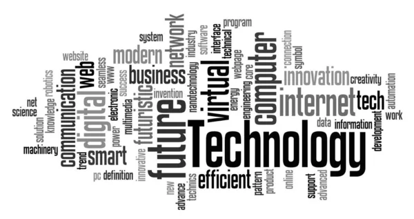 Technologie Word Cloud Technologie Typografie Achtergrond — Stockfoto