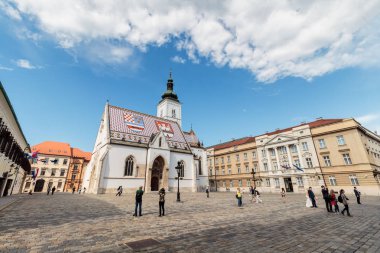 ZAGREB, CROATIA - MAY 07, 2016: ZAGREB, CROATIA - MAY 07, 2016: St' Mark's square and the Church of St. Mark, Zagreb, Croatia