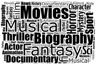 Filmler kelime bulut. Film tipografi arka planı. 