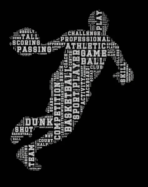Basketball Player Word Cloud Basketball Typography Background — Stock Photo, Image
