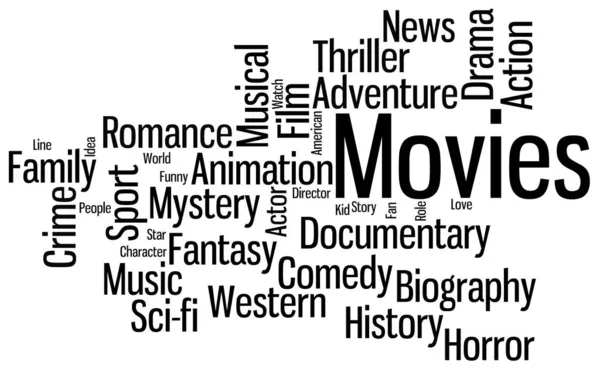 Films Word Cloud Films Typografie Achtergrond — Stockfoto