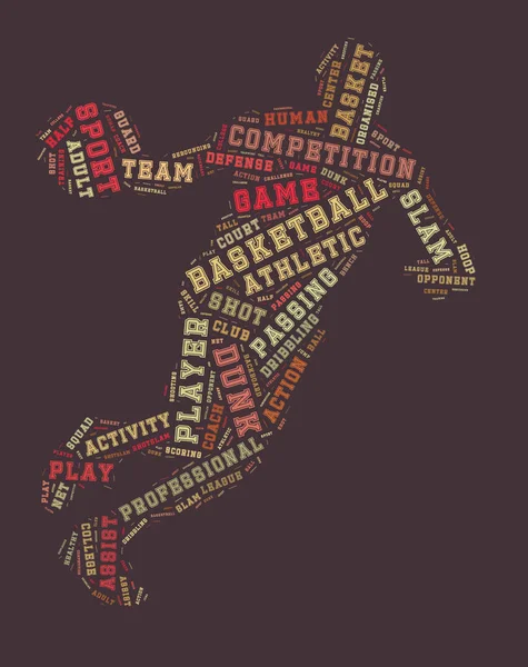 Basketspelare Ordmoln Basket Typografi Bakgrund — Stockfoto