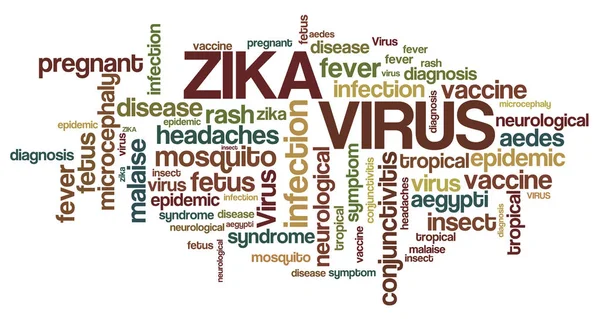 Parola Nuvola Virus Zika Zika Sfondo Tipografia — Foto Stock