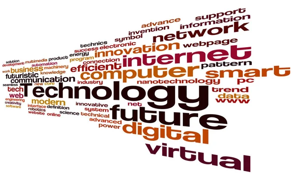 Technologie Wort Wolke Technologie Typografie Hintergrund — Stockfoto