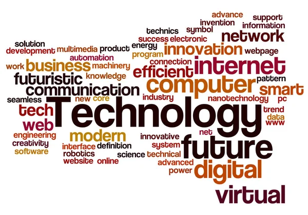 Mrak Technologických Slov Technologie Typografie Technologií — Stock fotografie