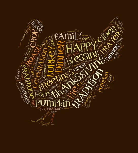 Thanksgiving Day Word Cloud Shape Turkey — Stock Photo, Image