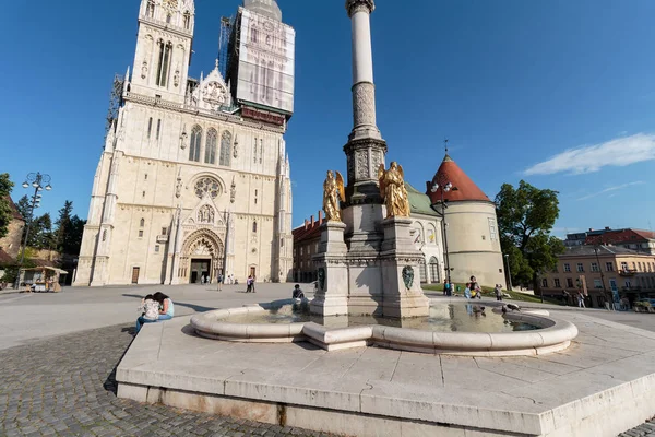 Zagreb Croazia Maggio 2016 Monumento Chiamato Pilastro Maria Cattedrale Zagabria — Foto Stock