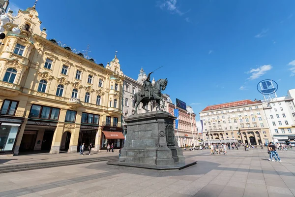 Zagreb Kroatië Mei 2016 Ban Jelacic Monument Het Centrale Stadsplein — Stockfoto