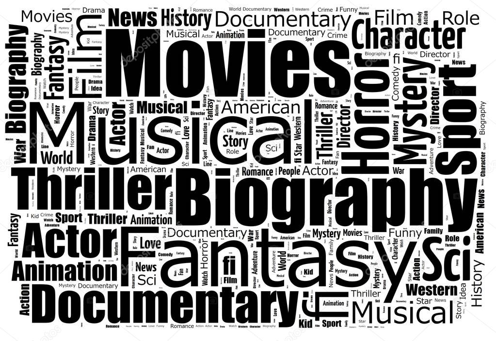 Movies word cloud. Movies typography background. 