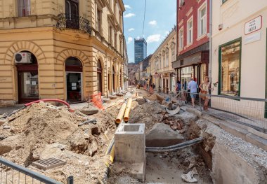 ZAGREB, CROATIA - MAY 26, 2016: Works on the reconstruction of Radiceva street one of the oldest streets in Zagreb