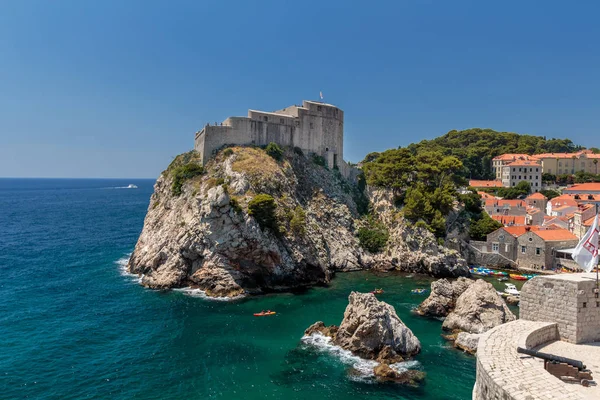 Nyári Jelenet Szent Lőrinc Erőd Lovrijenac Dubrovnik Óváros Látható Falon — Stock Fotó
