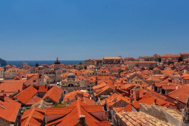 Dubrovnik Old Town St Blaise kilise ve Katedrali yaz sahnesi duvar turu görüldü. Kopyalama alanı
