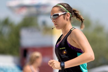ZAGREB, CROATIA - JUNE 23, 2017: Beach Handball Euro 2017  Hungary vs. Norway. Referee on playing ground